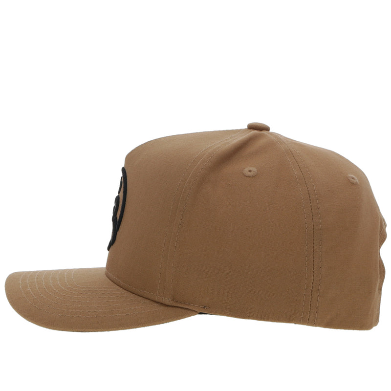 left side view of the tan on tan youth Roughy 2.0 hat