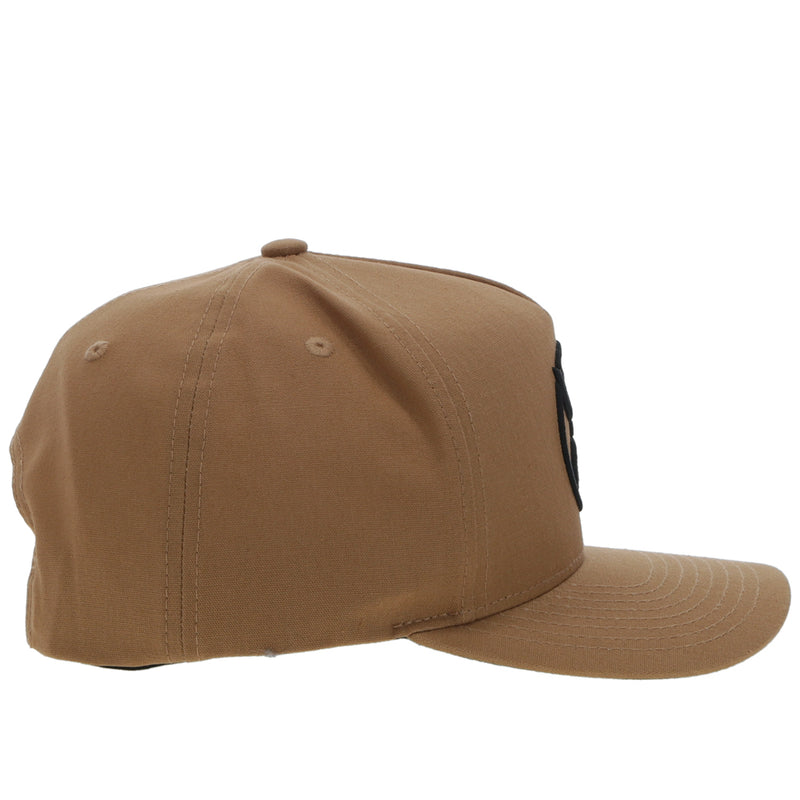 right side view of the tan on tan youth Roughy 2.0 hat