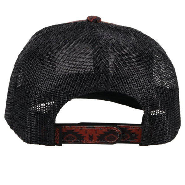 back view of the Roughy Tribe youth black and red print hat
