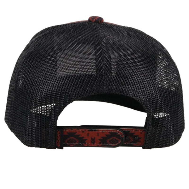 back view of the Roughy Tribe youth black and red print hat