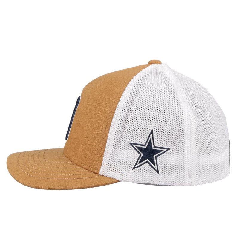"Dallas Cowboys" Hat Tan/White Flexfit w/ D Logo (Navy /White)