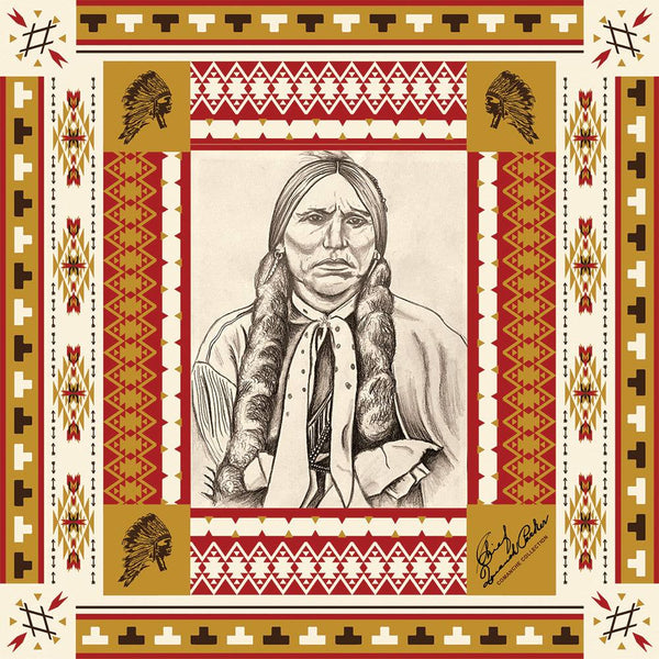 "Comanche Blanket" Cream/Red/Mustard Wild Rag
