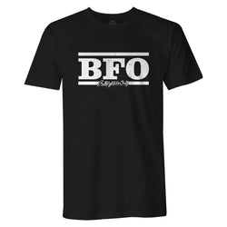 BFO black tee with white BFO block logo