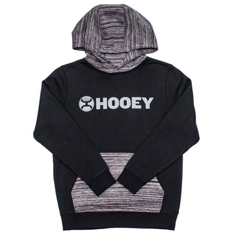 youth lock-up black hoody with grey pocket and hood