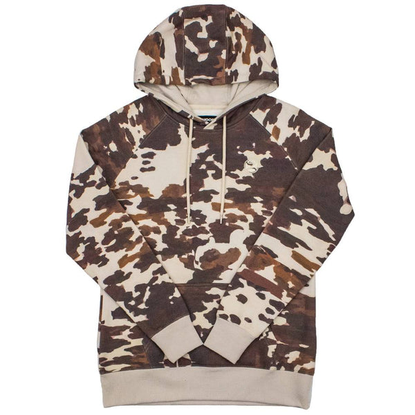 plains brown and white cow print hoody