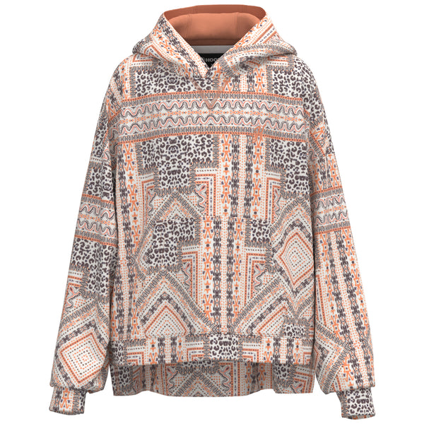 Youth Roomy pink and black multi pattern hoody