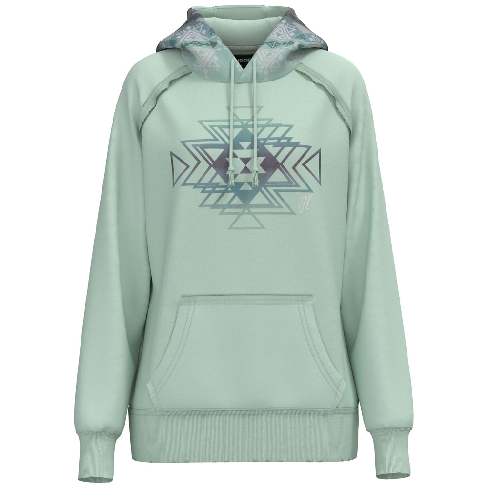 Chaparral hoody in teal with Aztec on front