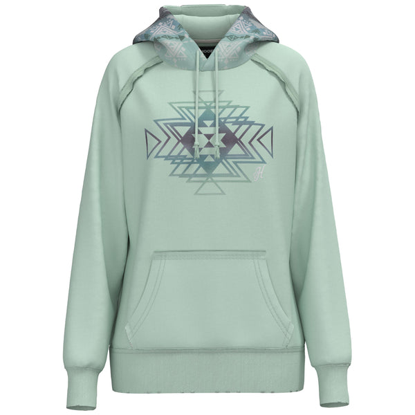 Chaparral hoody in teal with Aztec on front