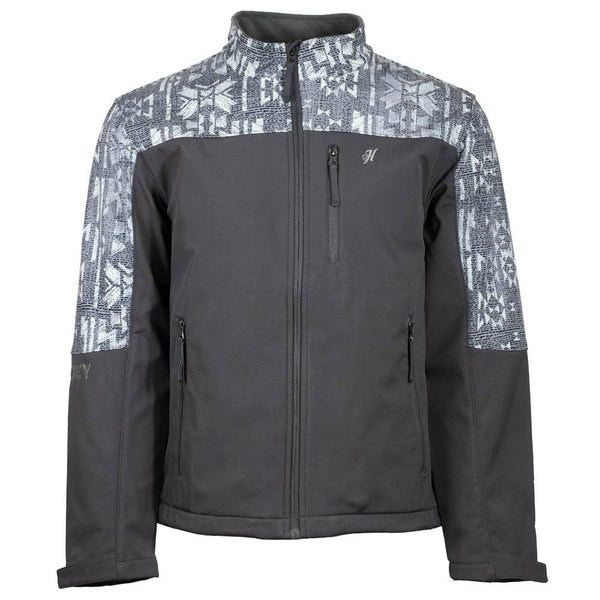 Youth "Hooey Softshell Jacket" Charcoal w/Aztec Detailing