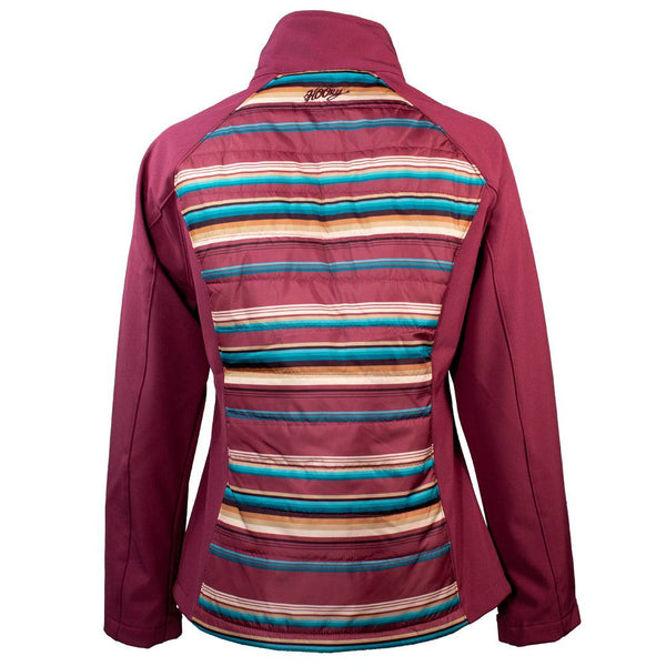 "Ladies Softshell Jacket" Pink w/Pink/Turquoise Stripes