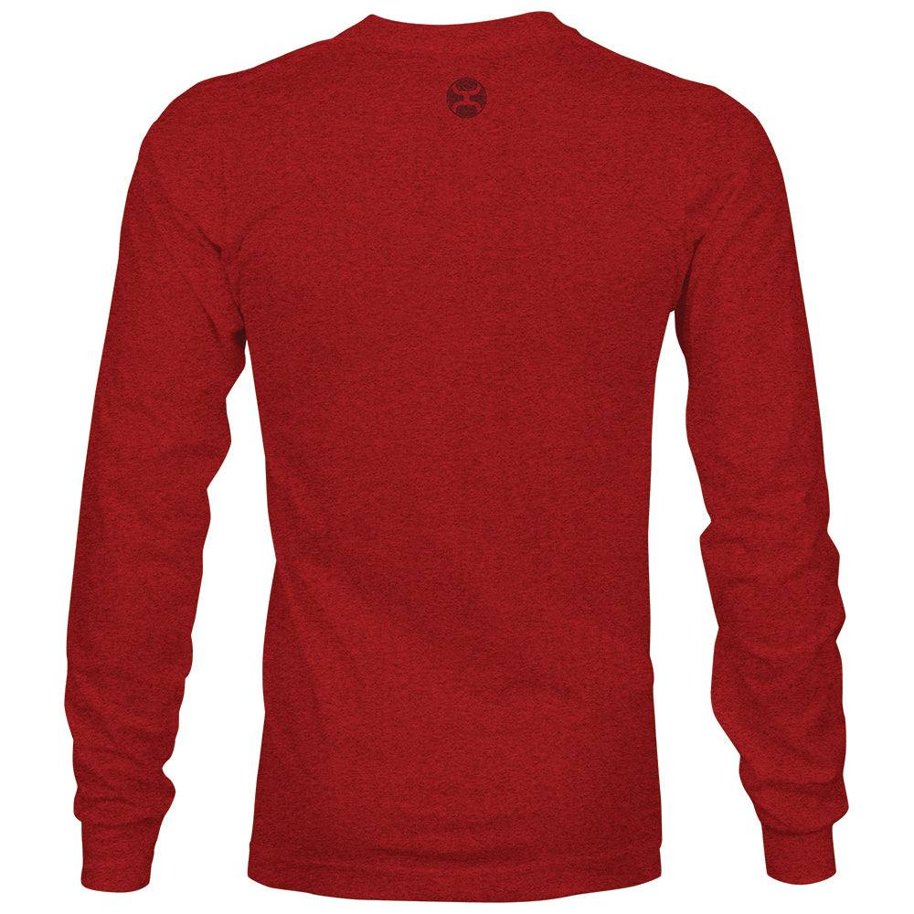 back of the Rodeo youth long sleeve tee in red