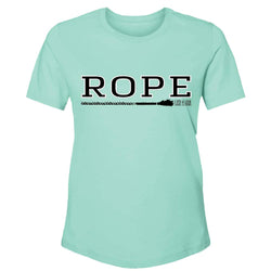 Rope teal tee with black and white rope logo across the chest