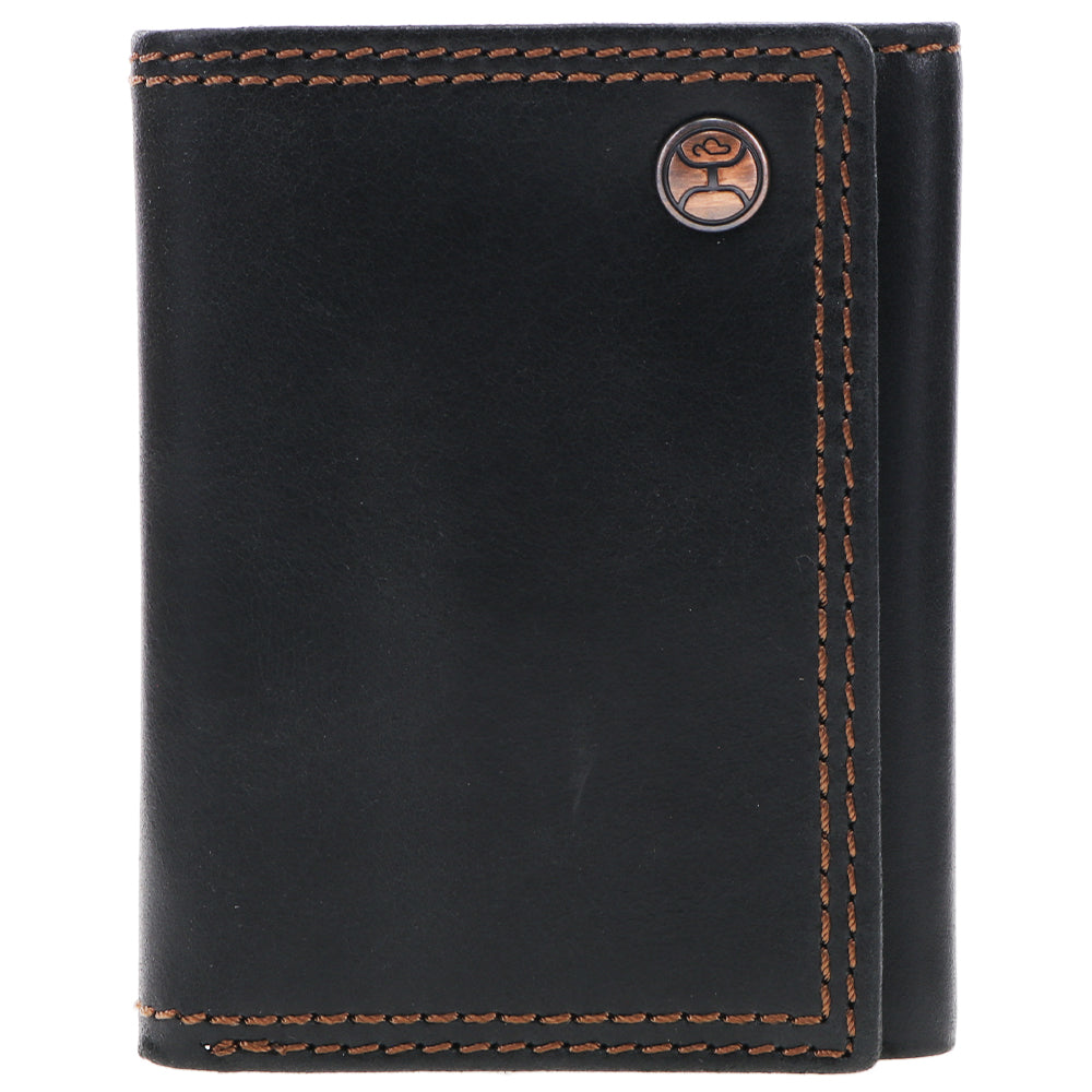 "Hooey Classic" Smooth Black Trifold Wallet