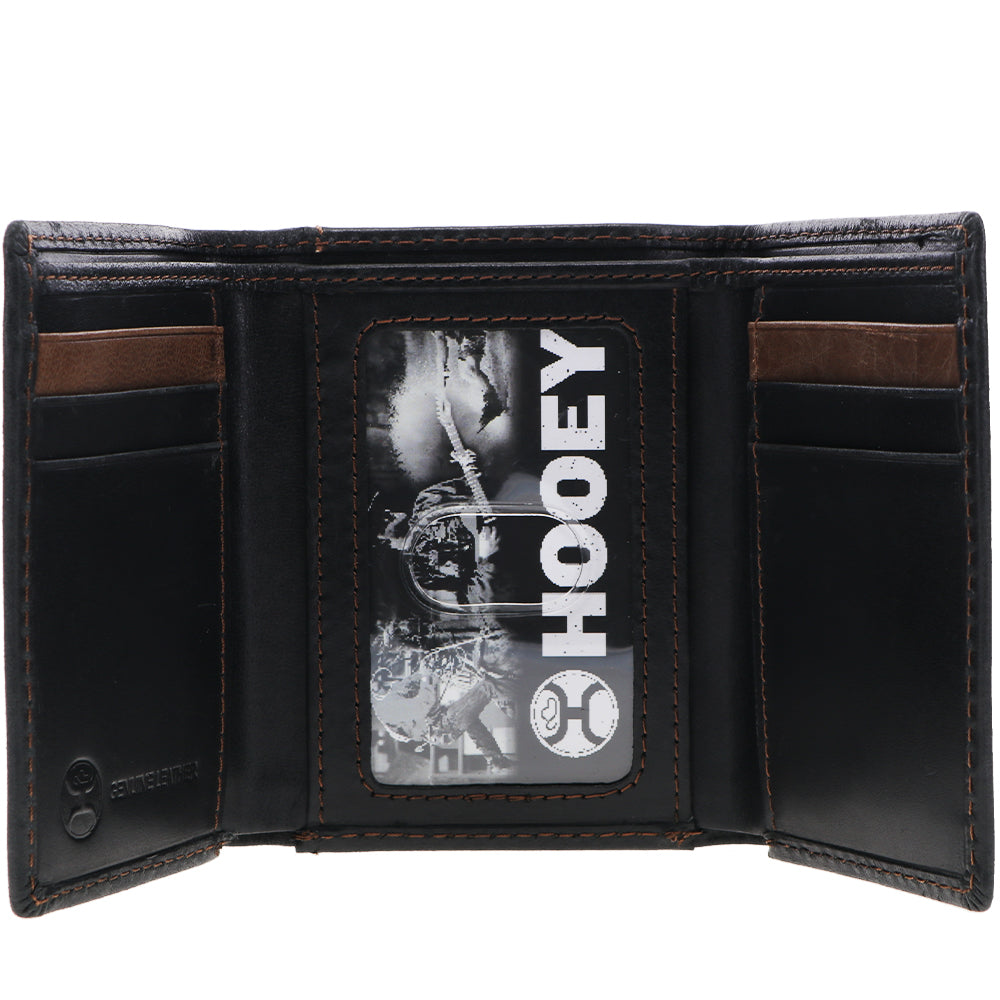 "Hooey Classic" Smooth Black Trifold Wallet