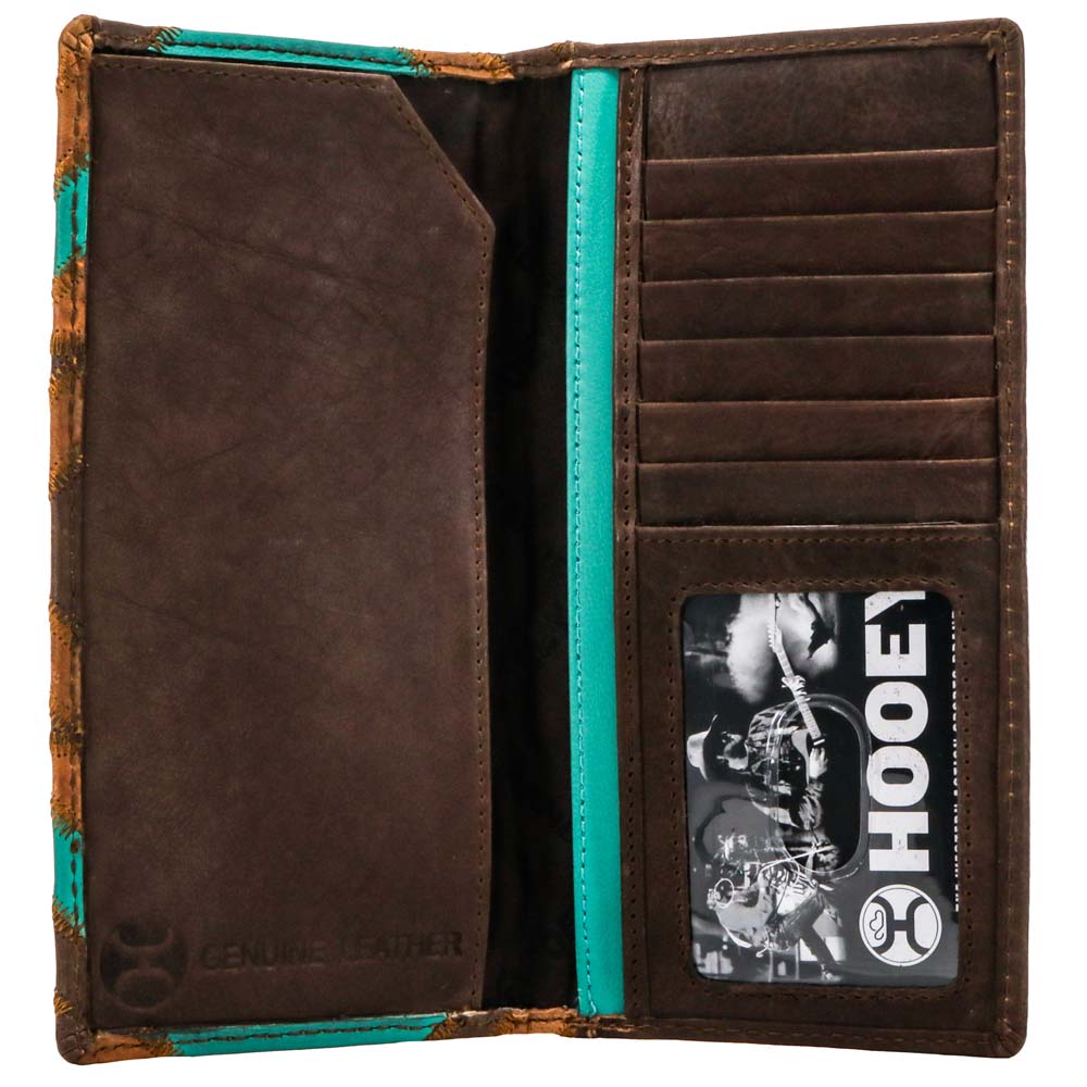 "Montezuma" Rodeo Hooey Wallet Brown/Turquoise w/ Patchwork