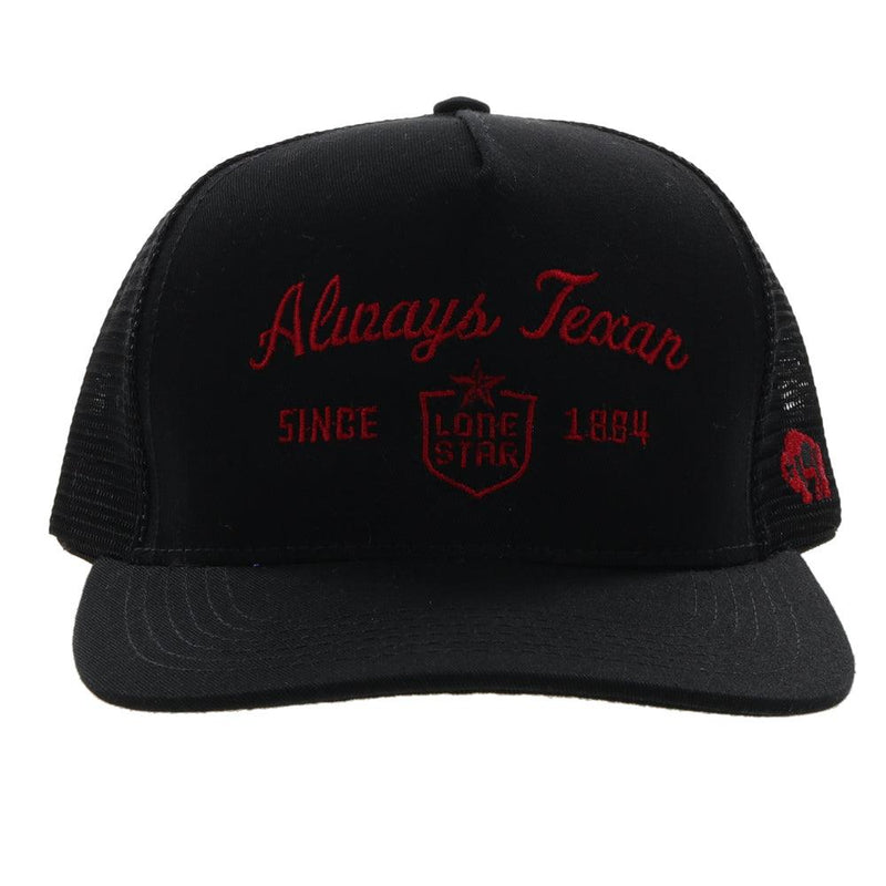 American Made "Lone Star" Always Texan Black /Red Trucker Hat