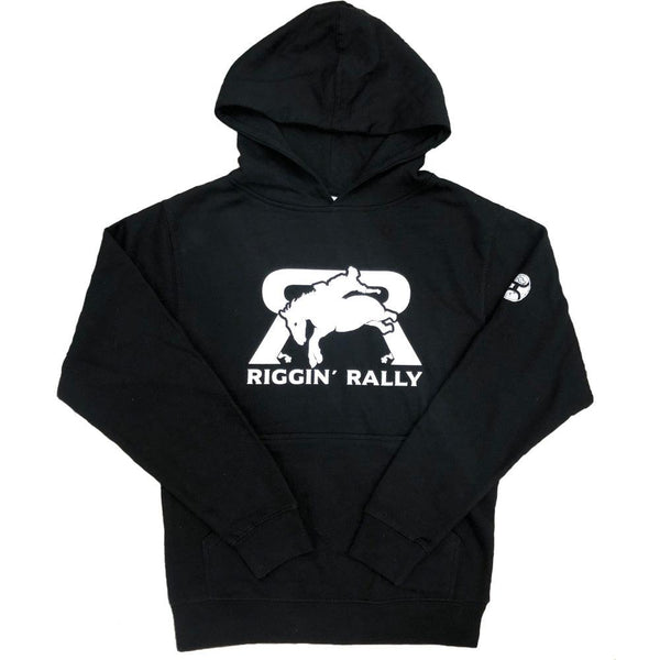 Youth Riggin Rally black hoody with white logo