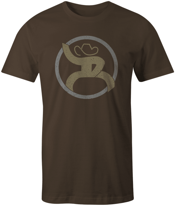 Roughy 2.0 tee in brown with tan and grey logo