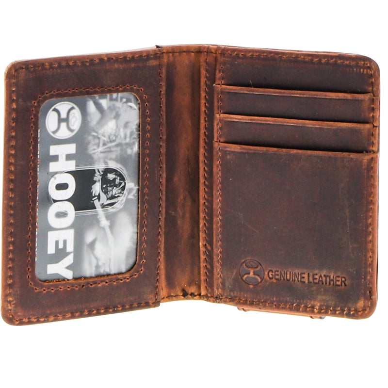 inside of dark brown leather wallet