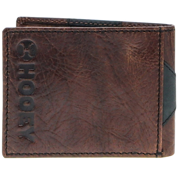 dark brown wallet with black Hooey logo stamp