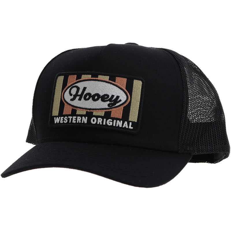 black Hooey hat with tan and copper Hooey Western Original patch