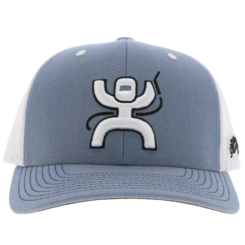 front view of the Arc denim and white hat with white patch