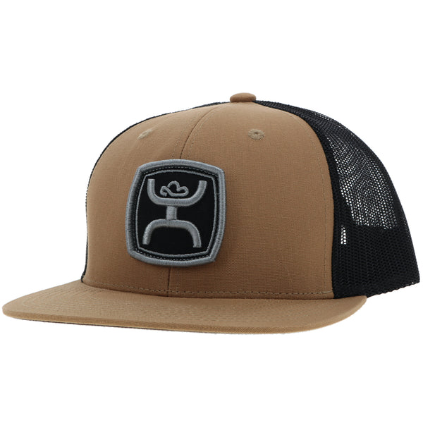 Zenith tan and black hat with black and charcoal patch