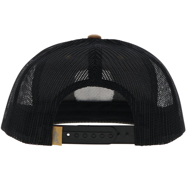 back of the Zenith black and tan hat with black an charcoal patch 