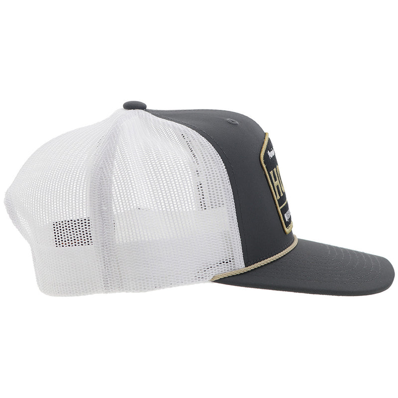 "Trip" Hooey Hat Charcoal/White w/Black/ Gold Patch