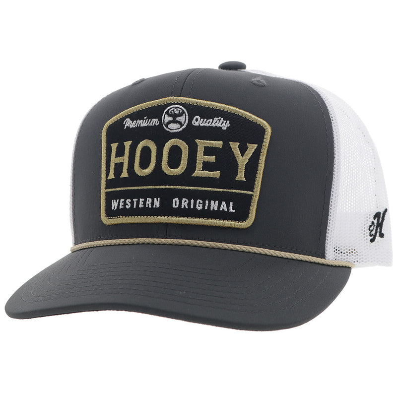 "Trip" Hooey Hat Charcoal/White w/Black/ Gold Patch