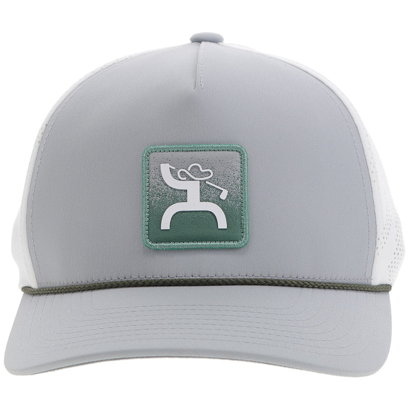 front of hooey grey and white golf hat