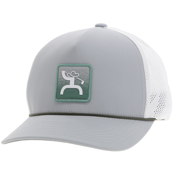 grey and white hooey golf hat