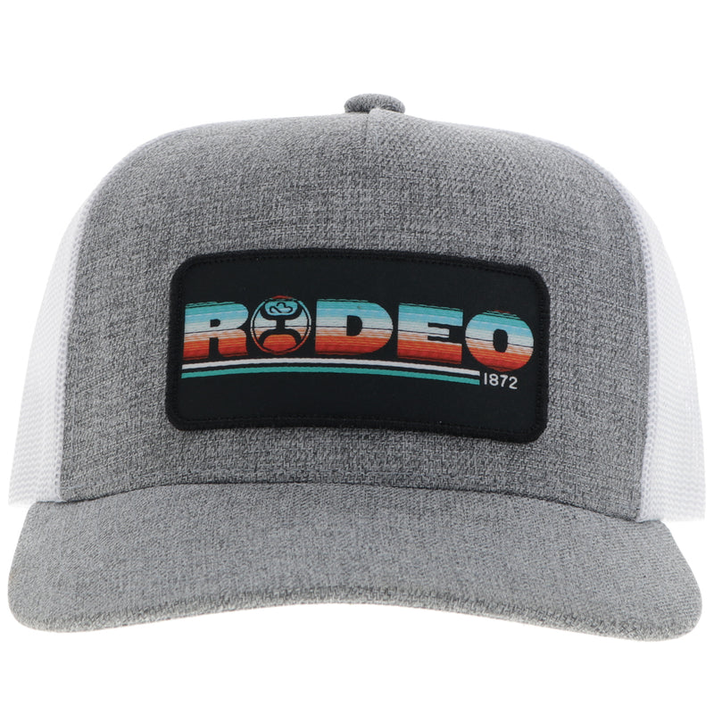 front of heather grey and white RODEO hat