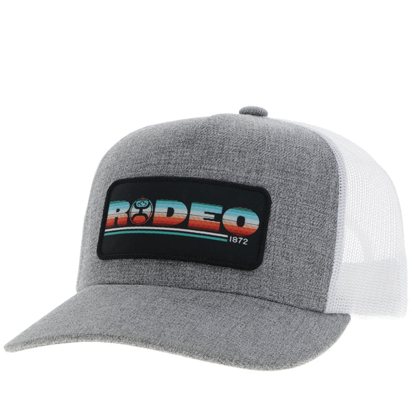 "Rodeo" Hat Grey/White w/Serape & Black Patch