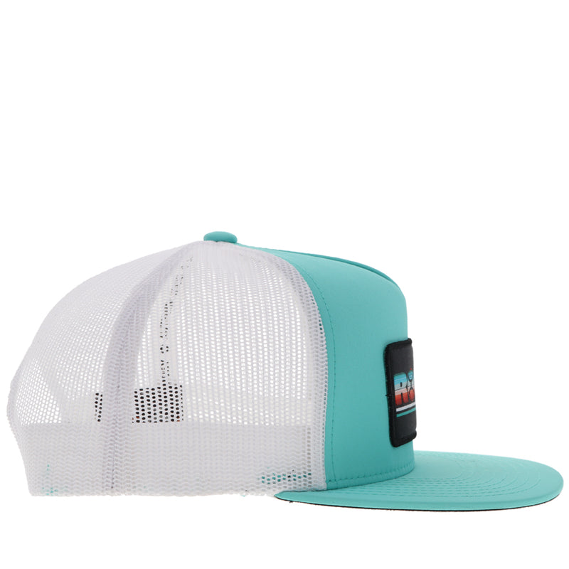 right side of teal and white RODEO hat