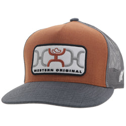 "Loop" Hooey Hat Orange/Grey w/Grey/White Rectangle Patch