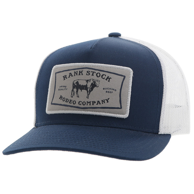 "Rank Stock" Hooey Hat Navy/White w/Grey/White Patch