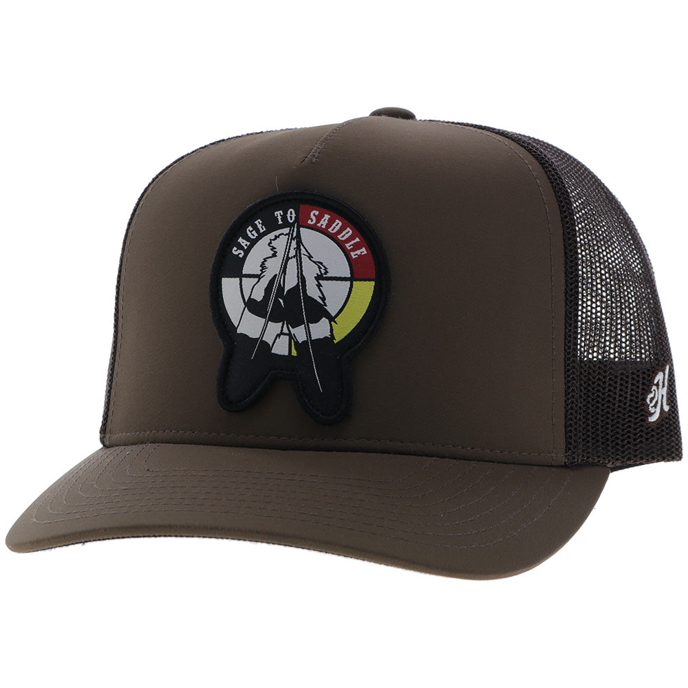 "Sage to Saddle" Hat Brown w/Black/Yellow/Red Circle Patch