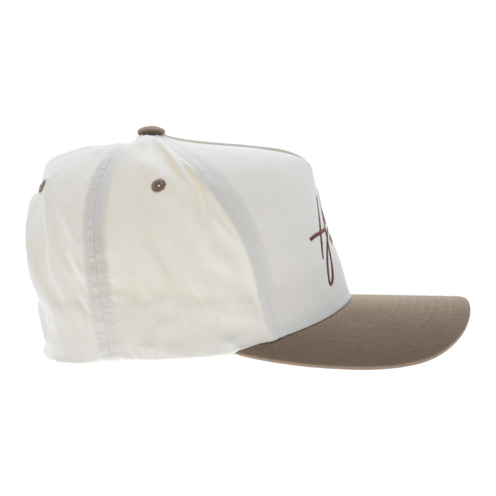 Mark Out 5-Panel Full Surround Snapback Hat Cream/Brown