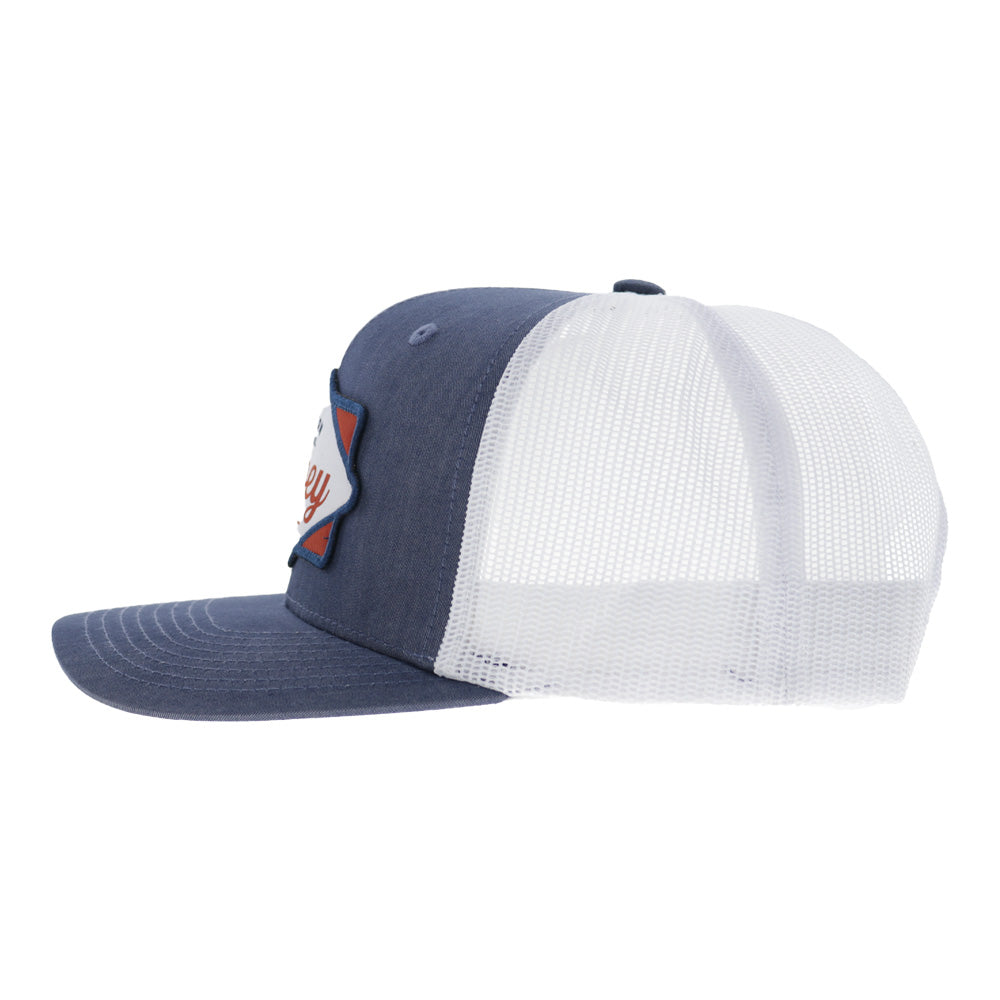 Diamond 6-Panel Trucker Snapback Hat Denim/White
