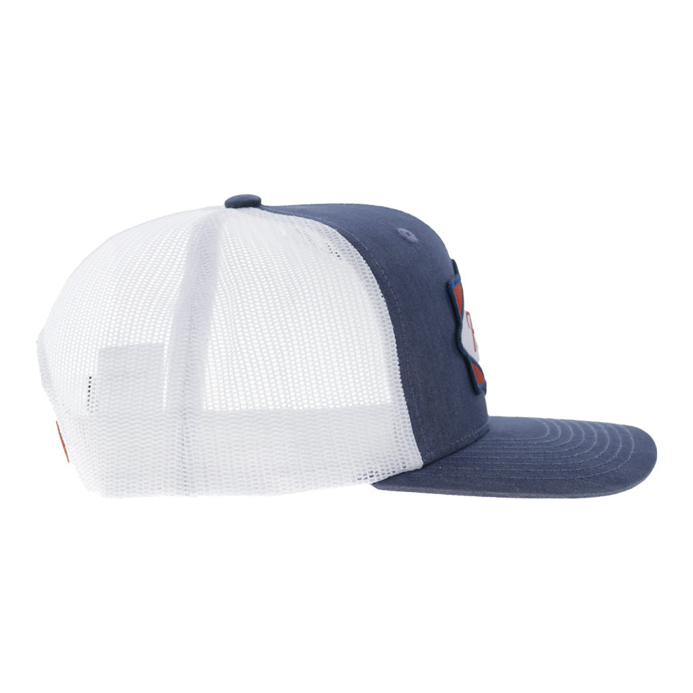 Diamond 6-Panel Trucker Snapback Hat Denim/White