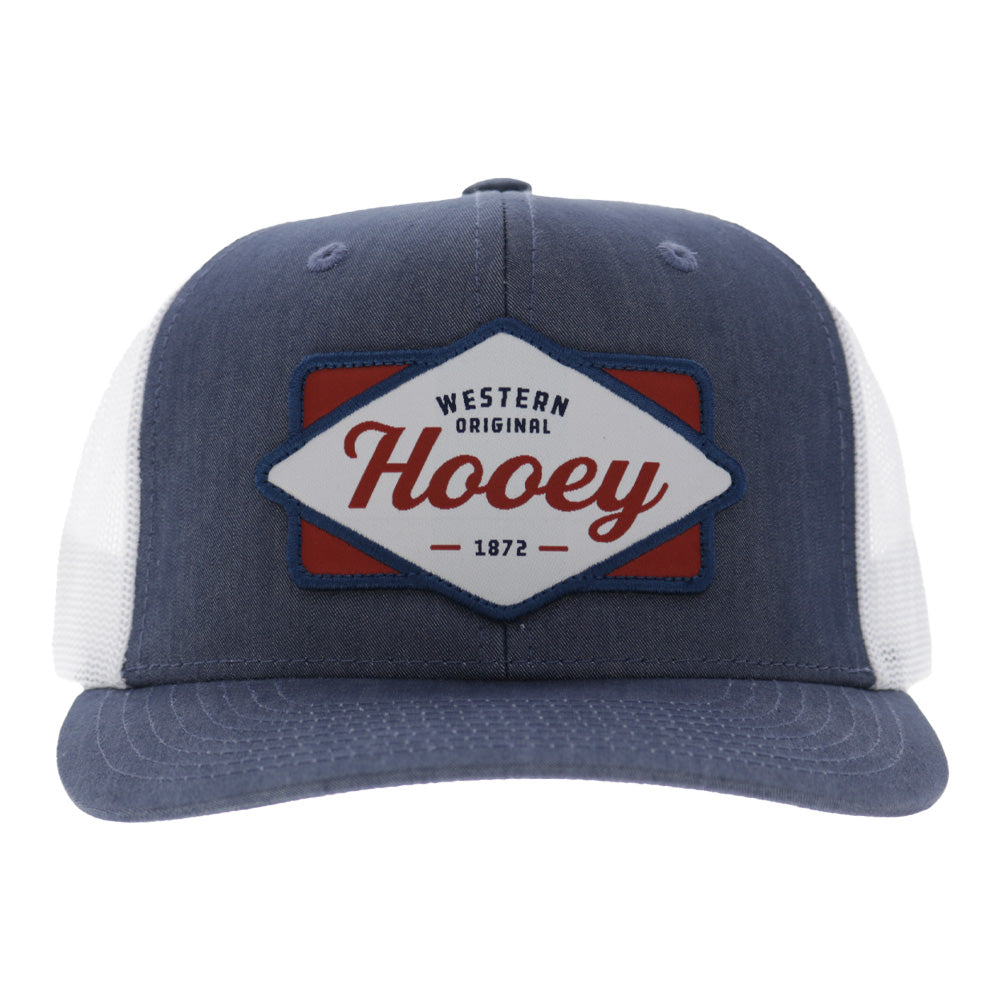 Diamond 6-Panel Trucker Snapback Hat Denim/White