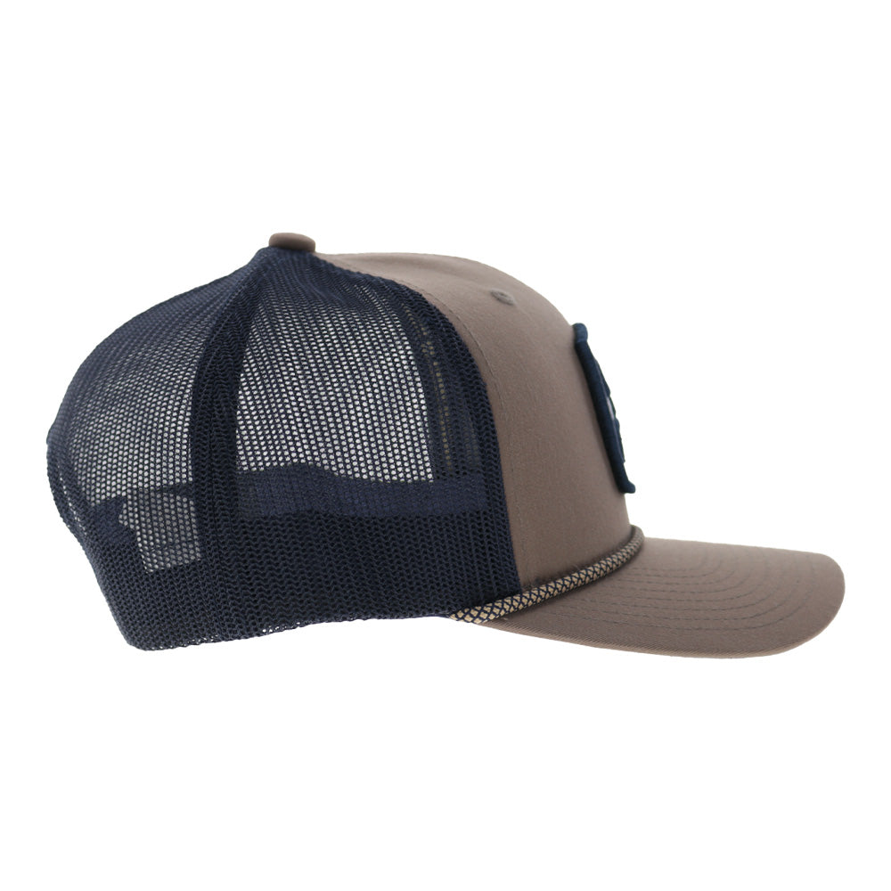 Zenith  6-Panel Trucker Snapback Hat Tan/Navy