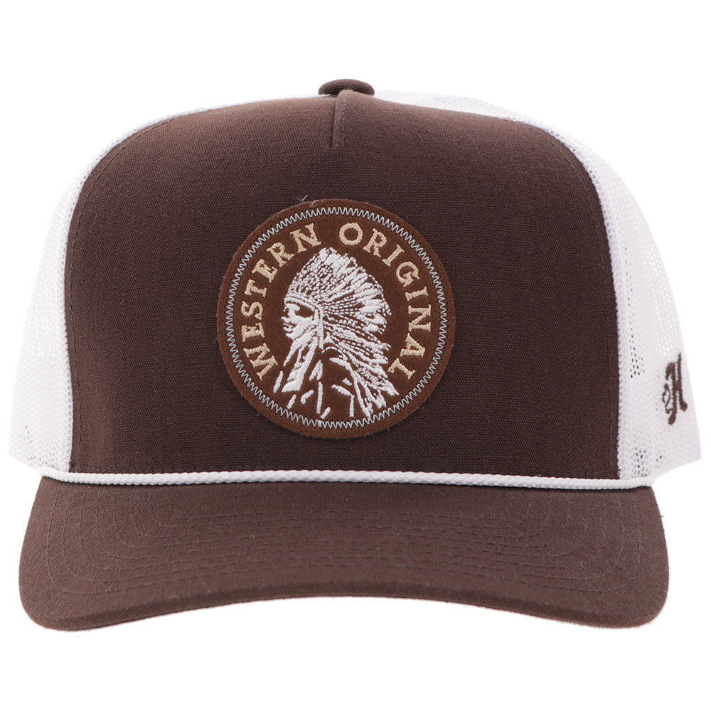 "Quanah" Hat Brown/White w/ Circle Patch