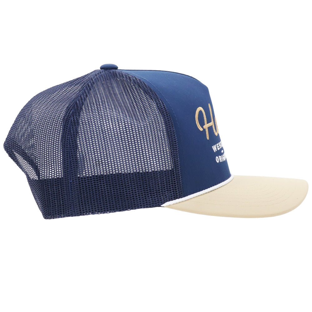 OG 5-Panel Trucker Snapback Hat Navy/Tan