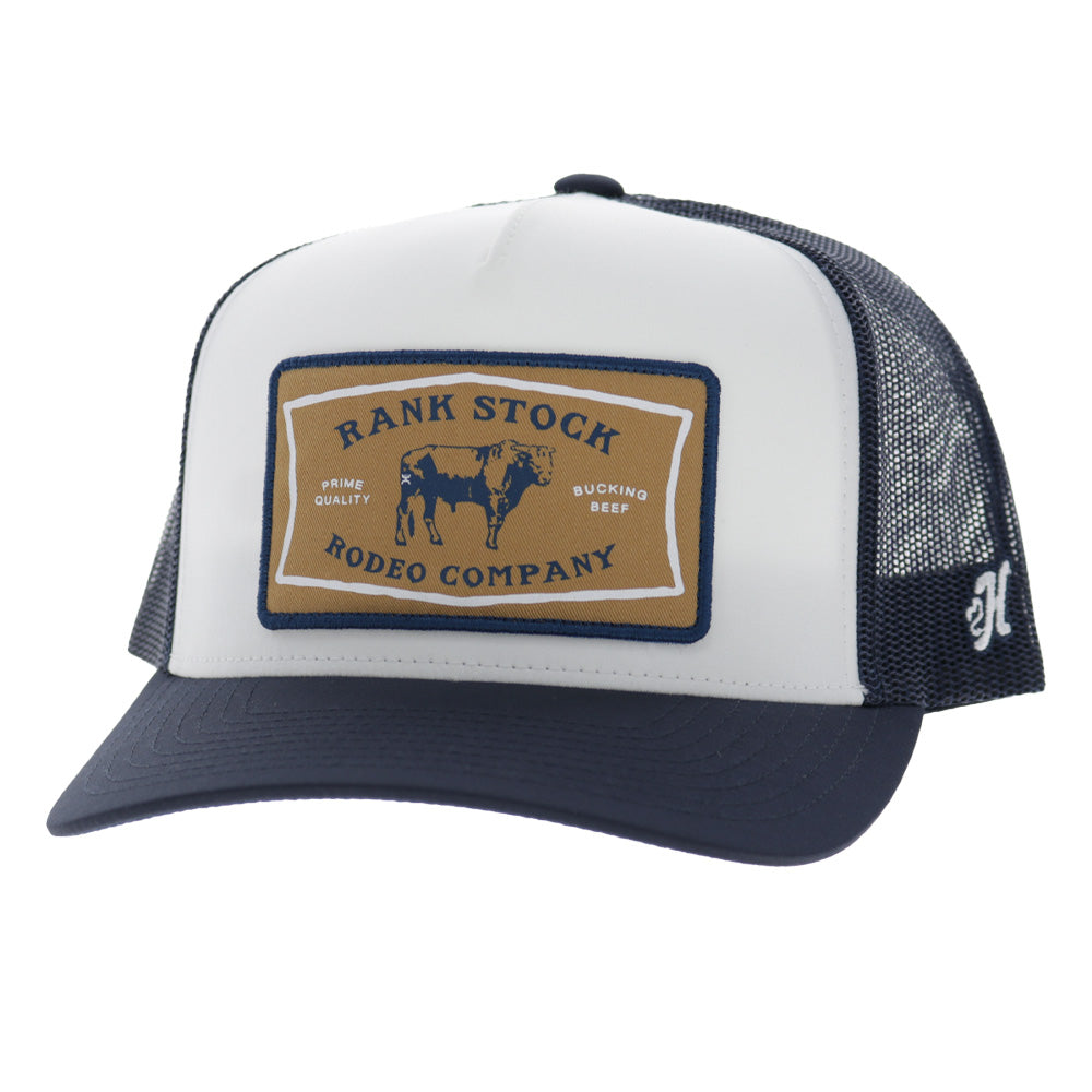 Rank Stock  5-Panel Trucker Snapback Hat White/Navy