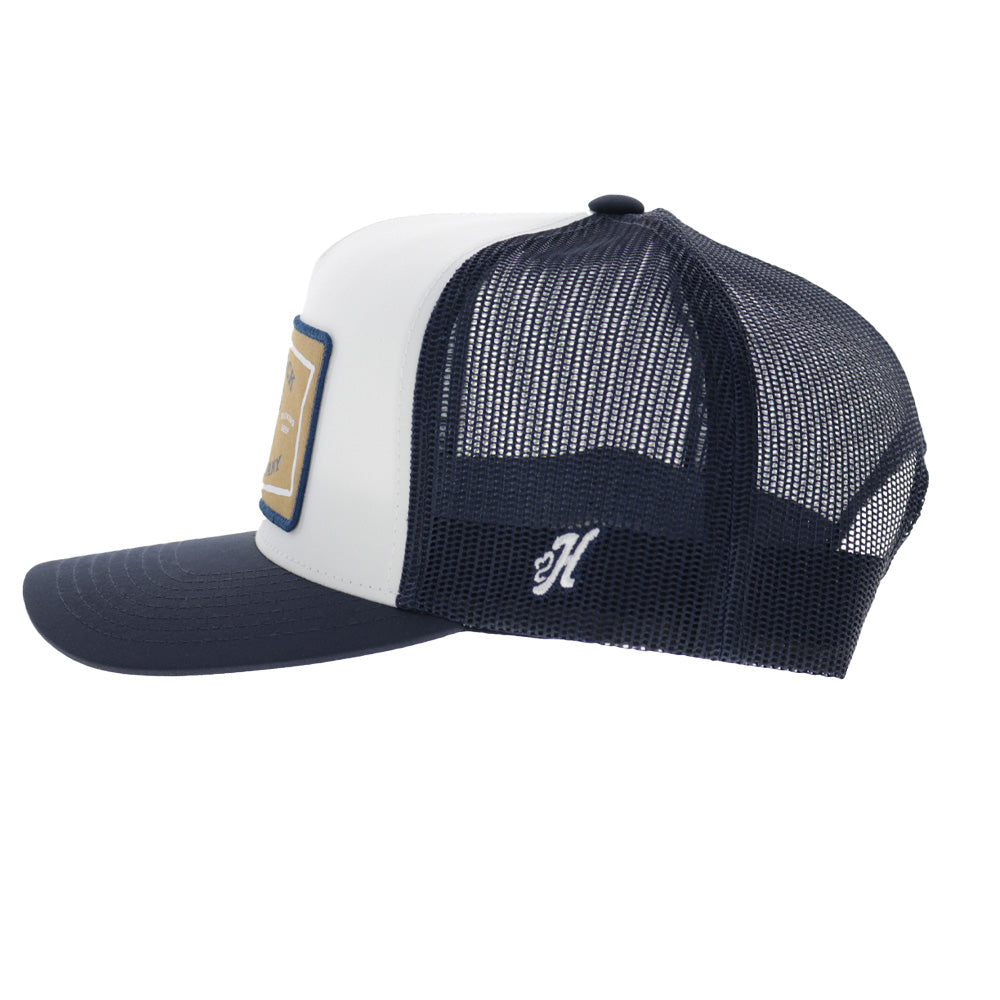 Rank Stock  5-Panel Trucker Snapback Hat White/Navy
