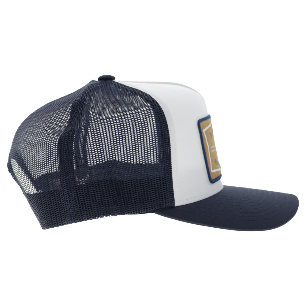 Rank Stock  5-Panel Trucker Snapback Hat White/Navy