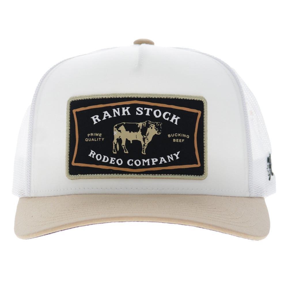 Rank Stock  5-Panel Trucker Snapback Hat White/Tan