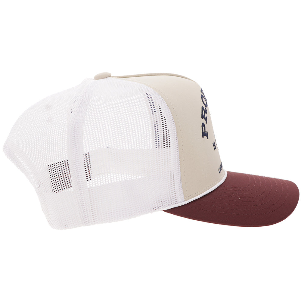 Prorodeo Hat Tan/White w/Blue Logo